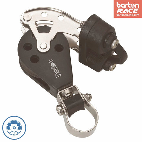 Barton Single Pulley Block with Stanchion mount, Becket & Cam Cleat, Size 3